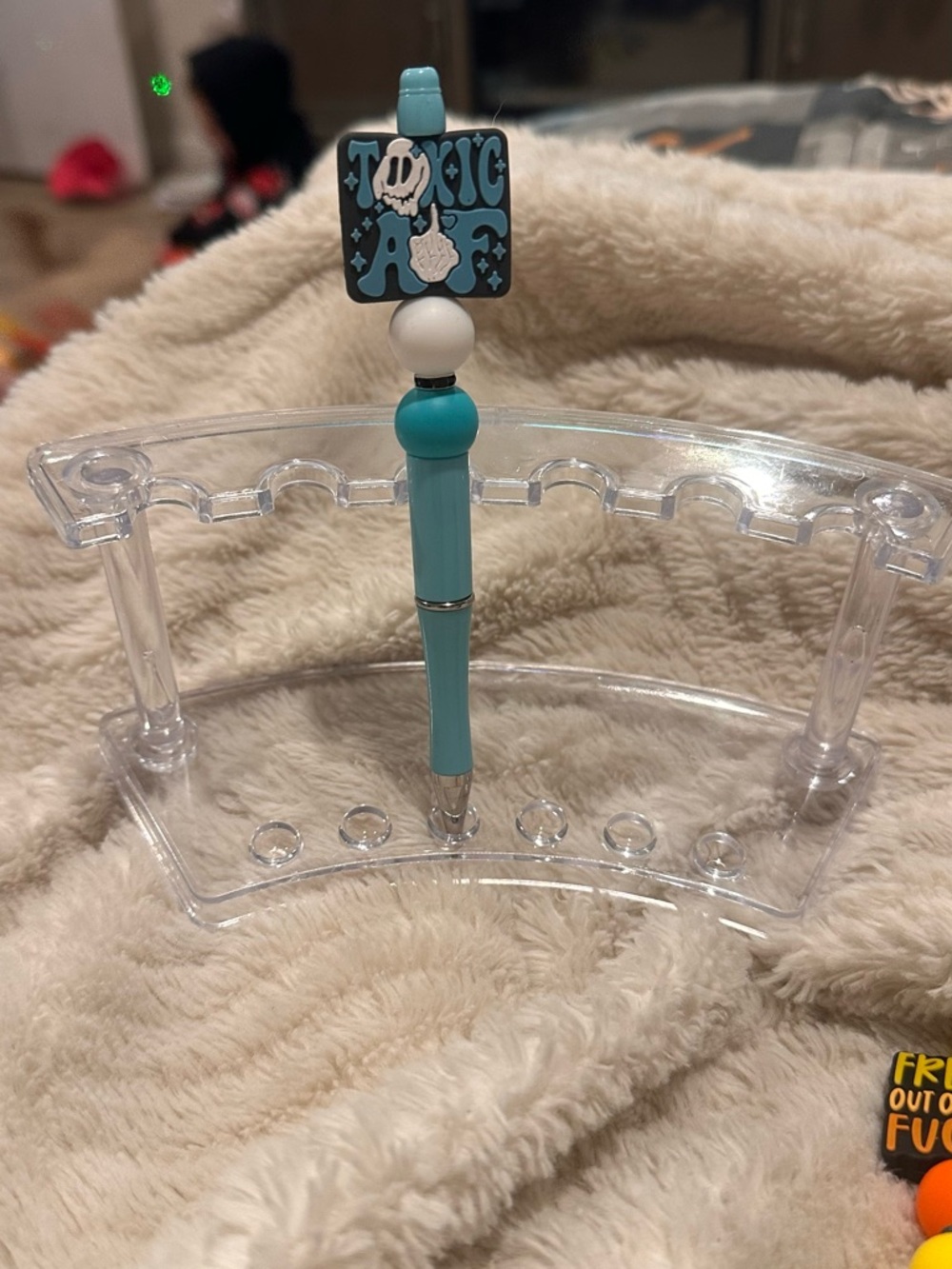 Aqua 'Toxic' Beaded Pen